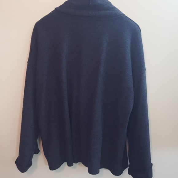 SOLD Eileen Fisher Sweater L Open Front Grey Wool - Picture 6 of 8